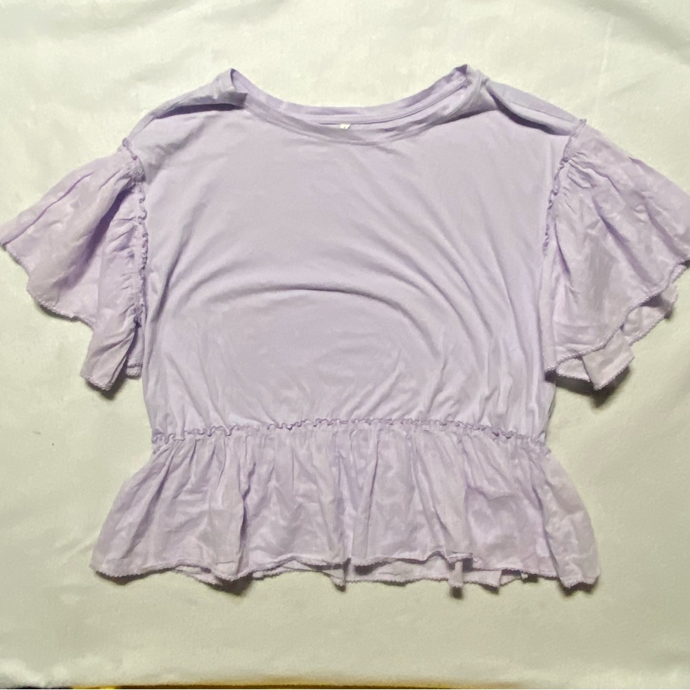 Anthropologie Lilac Ruffle Sleeve Blouse Babydoll XL